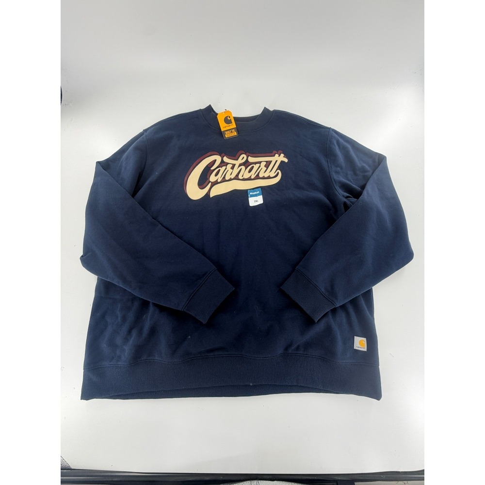 Carhartt Sawyer Script Crewneck Sweatshirt 2XL Weather Navy Blue 107462-I26